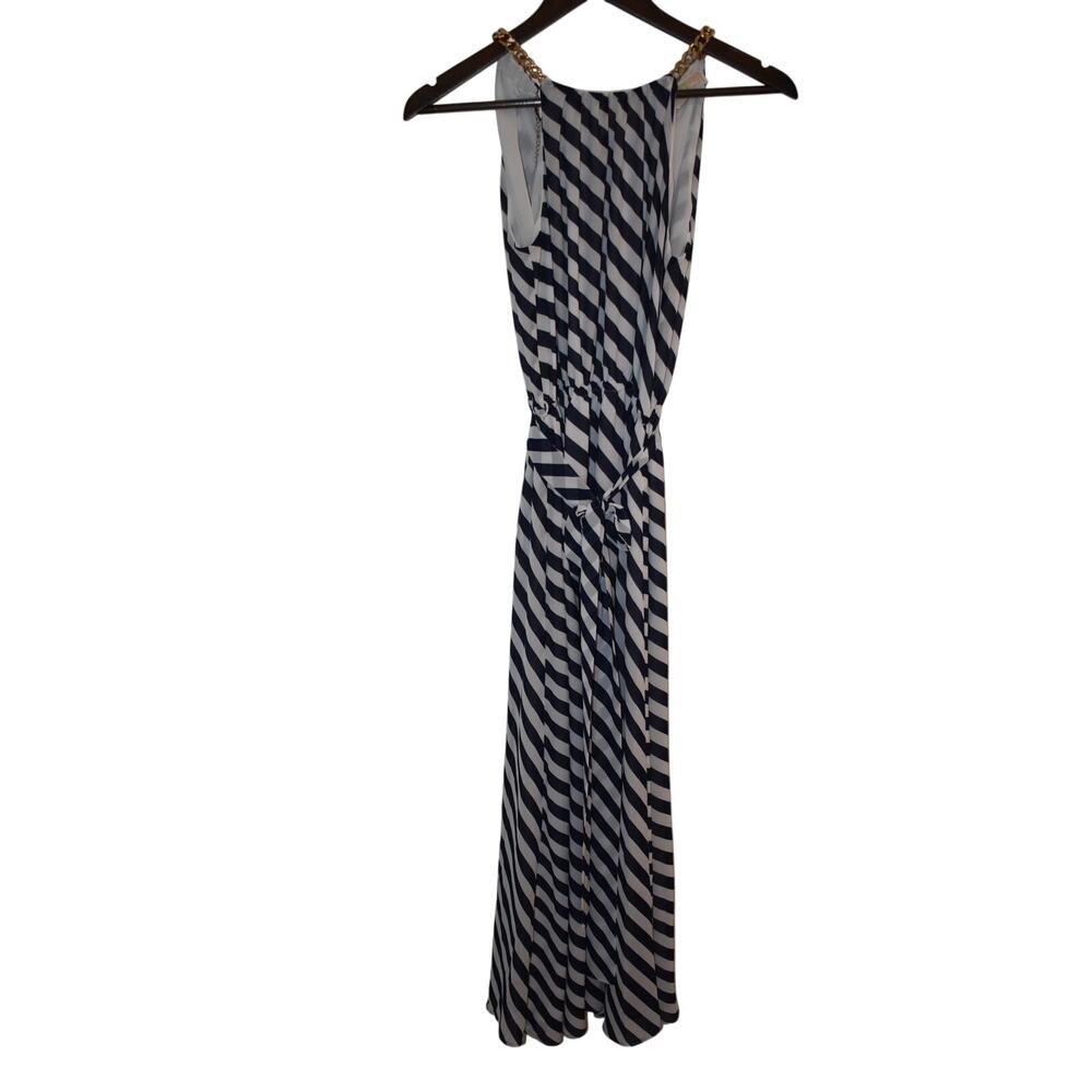 Michael Kors Gold Chain Strap Blue/White Stripe Dress SizePS